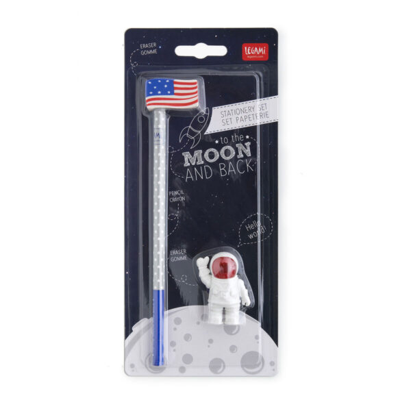 To The Moon And Back - Set di 2 Gomme e 1 Matita