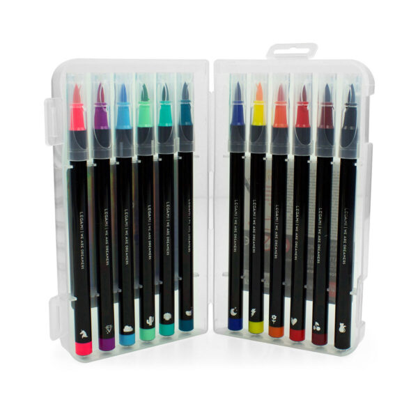 Brush Markers - Set di 12 Pennarelli con Punta Pennello