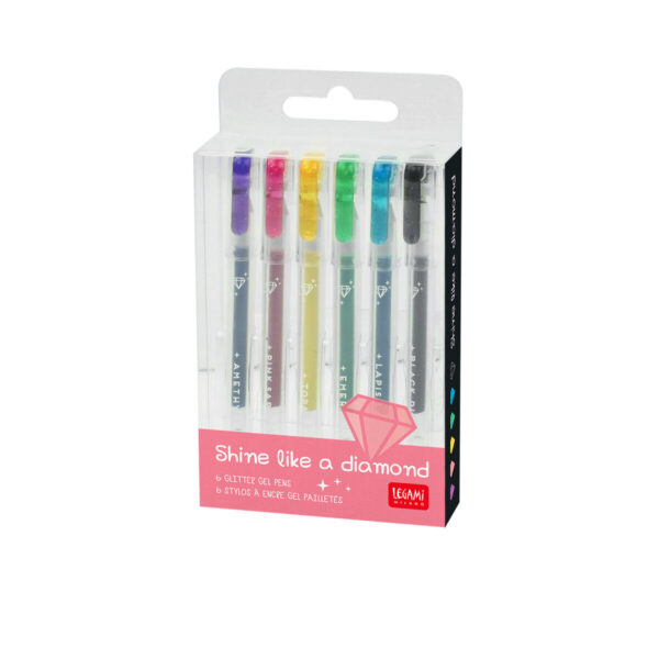 Set di 6 Mini Penne Gel Glitterate